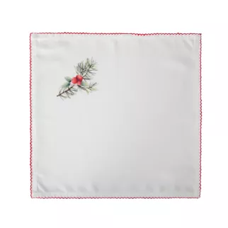 Komplet 4 szt. świątecznych serwetek biało, czerwonych z nadrukiem z motywem świątecznym - INES 13