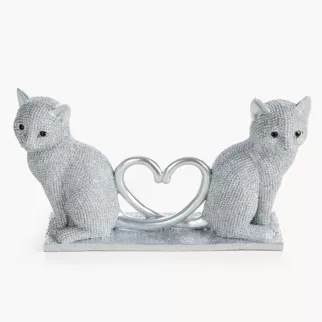 Figurka srebrna w kształcie uroczych kotków o drobnym strukturalnym wzorze 22x7x12 cm ELDO