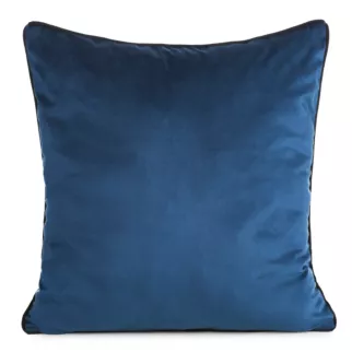 Poszewka na poduszkę 60x60 cm welwetowa kolor granatowy o delikatnym połysku z ozdobną lamówką GAJA 2