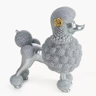 Figurka srebrna w kształcie uroczego psa o drobnym strukturalnym wzorze 17x9x19 cm ELDO 1