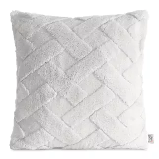 Poszewka na poduszkę 45x45 cm srebrna z miękkiego pluszu zdobiona wypukłym wzorem CARO DESIGN 91