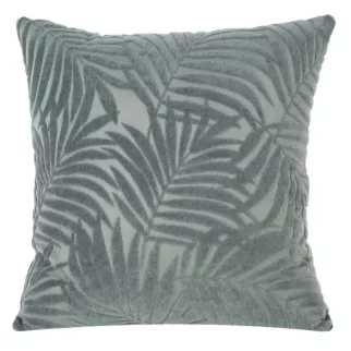 Poszewka na poduszkę 40x40 cm z miękkiego welwetu oliwkowa z wytłaczanym wzorem liści LIVIA