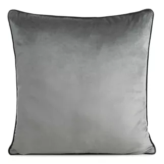 Poszewka na poduszkę 60x60 cm welwetowa kolor stalowy o delikatnym połysku z ozdobną lamówką GAJA 2