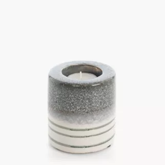 Świecznik dekoracyjny biało, popielaty 8x9 cm VIKI