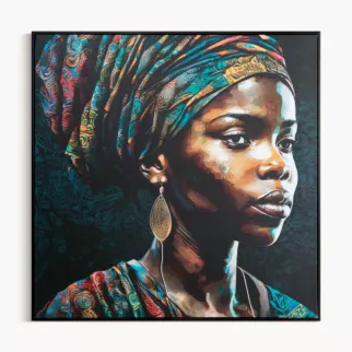 Obraz drukowany na płótnie portret tajemniczej kobiety z kolorowym turbanem