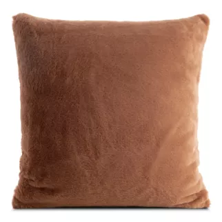 Poszewka na poduszkę 60x60 cm jasnobrązowa z miękkiej futrzanej tkaniny NINA