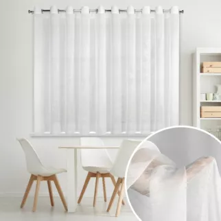 Firana biała o strukturze drobnego deszczyku wzór poziomy 300x150 cm przelotka REBECCA