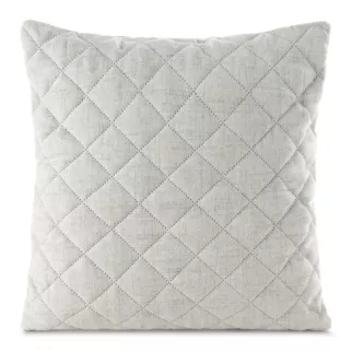 Poszewka na poduszkę 45x45 cm beżowa o strukturze lnu pikowana metodą hot press LEN