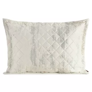 Poszewka na poduszkę 50x70 cm welwetowa biała, pikowana metoda hot press zdobiona błyszczącym przecieranym nadrukiem BLINK 43 Eurofirany Premium