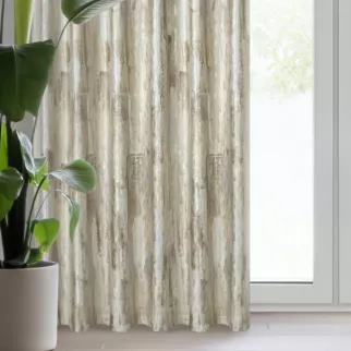 Zasłona welwetowa kremowa z marmurkowym wzorem 140x270 cm taśma - ELLA