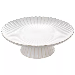 Patera ceramiczna dekoracyjna kremowo-beżowa z przecieranym wzorem w stylu eko średnica 34x11 cm AVRIL