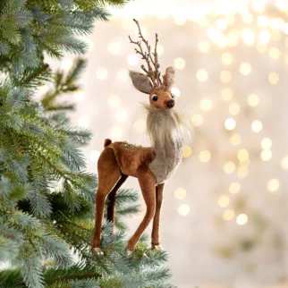 Figurka dekoracyjna świąteczna JELONEK z lśniącymi akcentami