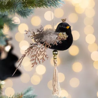 Ozdoba choinkowa PTASZEK z błyszczącymi akcentami