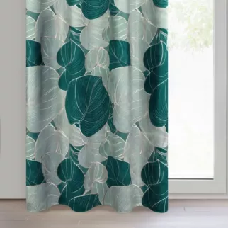 Zasłona szałwiowo, miętowa z tkaniny welwetowej 140x250 cm przelotka SALVIA 4 Limited Collection