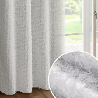 Zasłona biała zdobiona moherową nicią i subtelnymi falbanami 135x250 przelotka - TIFFANY - Eva Minge