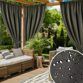 Zasłona grafitowa z wodoodpornej tkaniny idealna do ogrodu i na taras 155x200 cm tunel - GARDEN