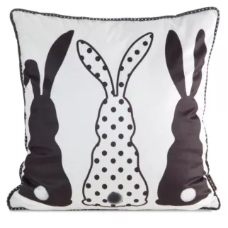 Poszewka na poduszkę 45x45 cm welwetowa czarno, biała z elegancką lamówką na brzegach WIOSNA 4