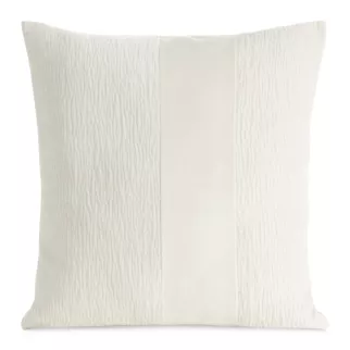 Poszewka na poduszkę 45x45 cm kremowa szenilowa zdobiona pasem z welwetu CARLA 05