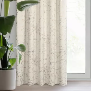 Zasłona welwetowa kremowa zdobiona lśniącym marmurkiem 140x270 taśma - DORI