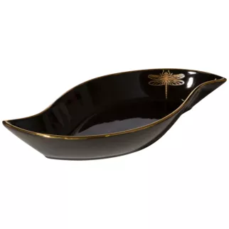 Patera ceramiczna z nadrukiem złotej ważki