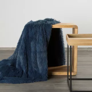 Koc o strukturze miękkiego futra 150x200 cm granatowy TIFANY 1 Design 91
