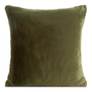 Poszewka na poduszkę 45x45 cm oliwkowa z miękkiej futrzanej tkaniny NINA