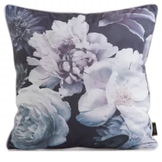 Poszewka na poduszkę 45x45 cm welwetowa, fioletowo czarna, dwustronna z motywem kwiatów VELVET 134 Eurofirany Premium