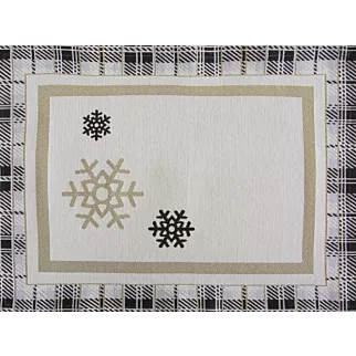 Podkładka na stół naturalno, czarny 35x45 cm gobelinowa ANGEL z motywem kraty i śnieżynek