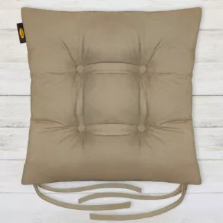 Poduszka na krzesło dwustronna 40 x 40 x 8 cm welurowa ciemnobeżowa ADORE