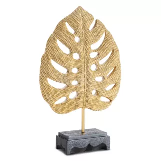 Liść monstery - figurka dekoracyjna ELDO o drobnym strukturalnym wzorze, złota