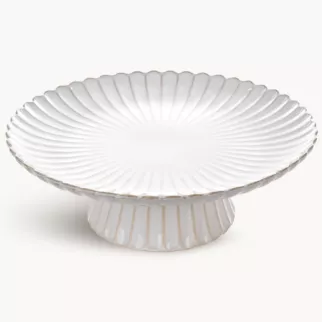 Patera ceramiczna dekoracyjna kremowo-beżowa z przecieranym wzorem w stylu eko średnica 34x11 cm AVRIL