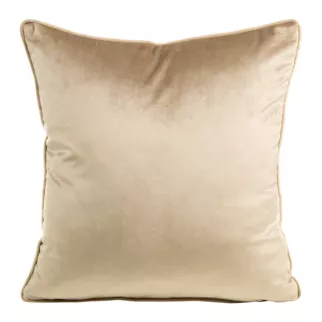 Poszewka na poduszkę 40x40 cm welwetowa kolor ciemnobeżowy, ciemnoniebieski z ozdobną wypustką na brzegach MEL