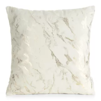 Poszewka na poduszkę 45x45 cm welwetowa, kremowo złocista zdobiona marmurkowym wzorem DORIS DESIGN 91