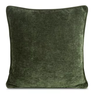 Poszewka na poduszkę 45x45 cm oliwkowa z szenilowej tkaniny z wypustką na brzegach KLARA 02
