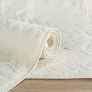 Dywanik łazienkowy bawełniany z wytłaczanym wzorem liści