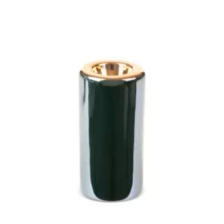 Świecznik ceramiczny AMORA 2 o lśniącej powierzchni ze złotym detalem