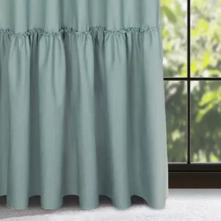 Zasłona miętowa z falbaną z tkaniny o płóciennym splocie 140x250 cm taśma - LENA