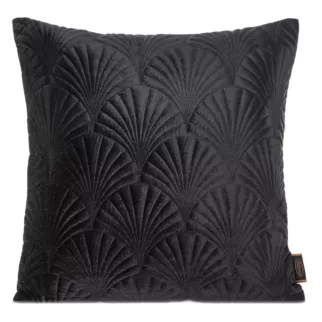 Poszewka na poduszkę 45x45 cm welwetowa, czarna pikowana, wzór w stylu art deco RIA 2 Eurofirany Premium