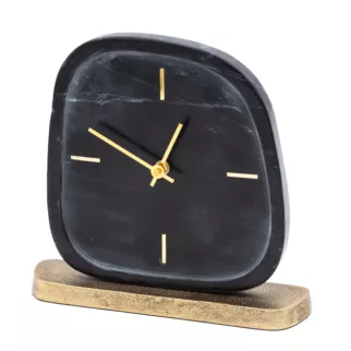 Zegar stołowy czarny imitujący marmur ze złotymi wskazówkami 24x5x22 cm