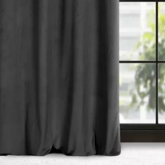 Zasłona czarna z wytłaczanego welwetu 140x250 cm przelotka - LILI