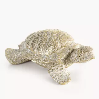 ŻÓŁW - figurka dekoracyjna ELVIN o drobnym strukturalnym wzorze łuski, szampańska