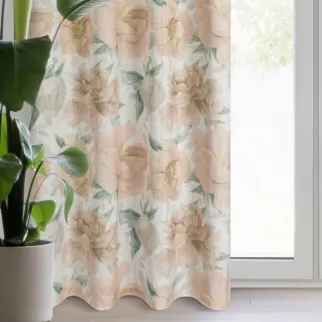 Zasłona naturalno, jasnopomarańczowa z dodatkiem lnu w stylu eko 140x250 cm przelotka - KARLA