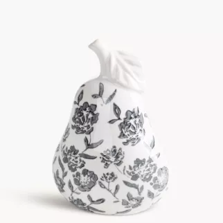 Figurka dekoracyjna biało, granatowa zdobiona roślinnym motywem 15x9x21 cm VIVIAN