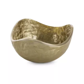 Metalowa misa PEDRO o falujących brzegach złota