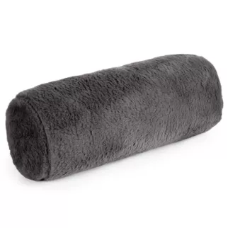 Poduszka wałek 15x45 cm stalowa z miękkiej futrzanej tkaniny  NINA