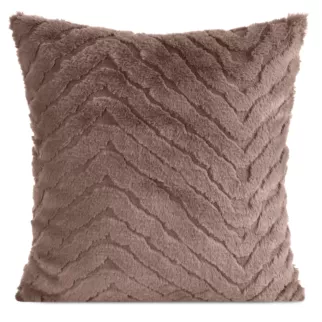 Poszewka na poduszkę 45x45 cm futrzana ciemnobeżowa zdobiona efektem 3D KATE