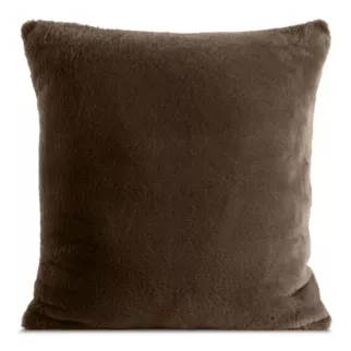 Poszewka na poduszkę 45x45 cm ciemnobrązowa z miękkiej futrzanej tkaniny NINA