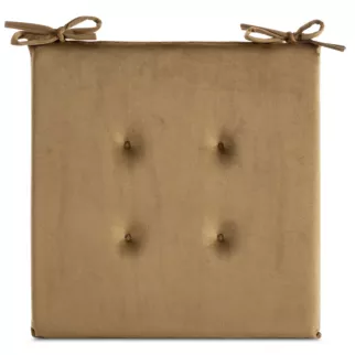 Poduszka na krzesło 40 x 40 x 3 cm  welwetowa miodowa z ozdobnym pikowaniem i praktycznymi troczkami GAJA