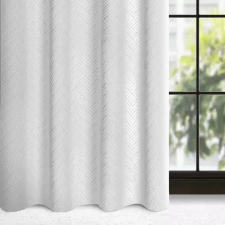 Zasłona biała z żakardowym geometrycznym wzorem z matowego welwetu 140x250 cm przelotka - ISLA