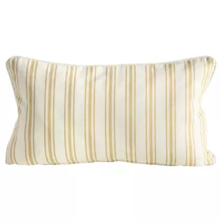 Poszewka na poduszkę 30x50 cm bawełniana z dodatkiem lnu kremowo, żółty zdobiona subtelnym nadrukiem pasów  LEN